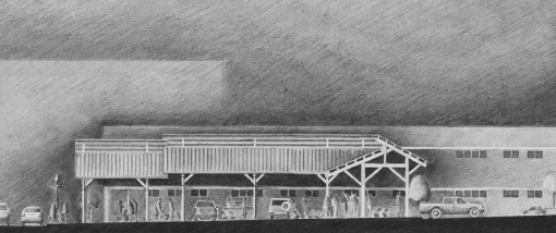 Cross section view of the plan for Blacksburg Farmers Market.