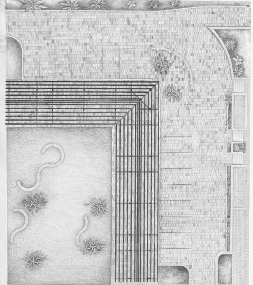 Overhead of site plan of the Blacksburg Farmers Market.